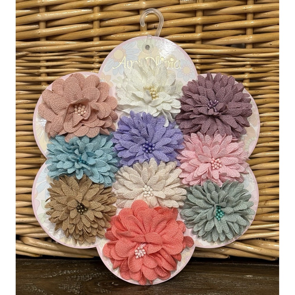 Ava Olivia Flower Hair Clips Spring Summer Colors Set of 10 Brand New